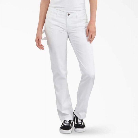 Dickies Womens Flex Painter Pants White Relaxed Fit Stain Release Size 2R - Picture 1 of 16